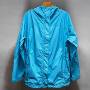 L.L.Bean Women’s Vintage Hooded Windbreaker Trail Rain Jacket in Blue size L